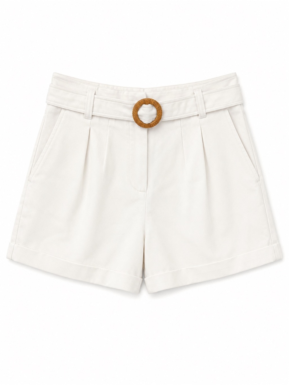 High-Rise Cream Belted Women's Shorts NWT Size XL